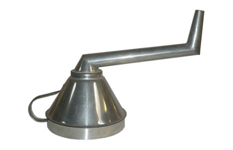 Sheet metal funnel, angled nozzle